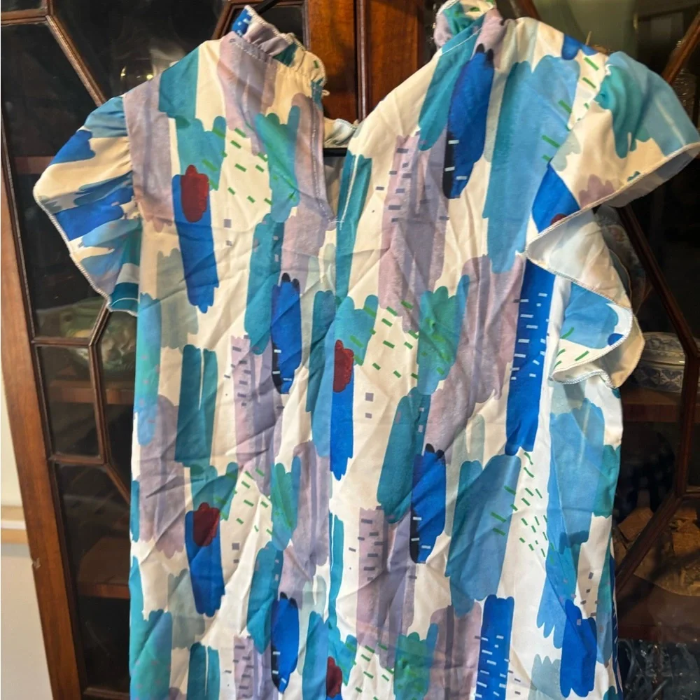 SHEIN Multicolor Abstract Ruffle Blouse - Picture 2 of 3